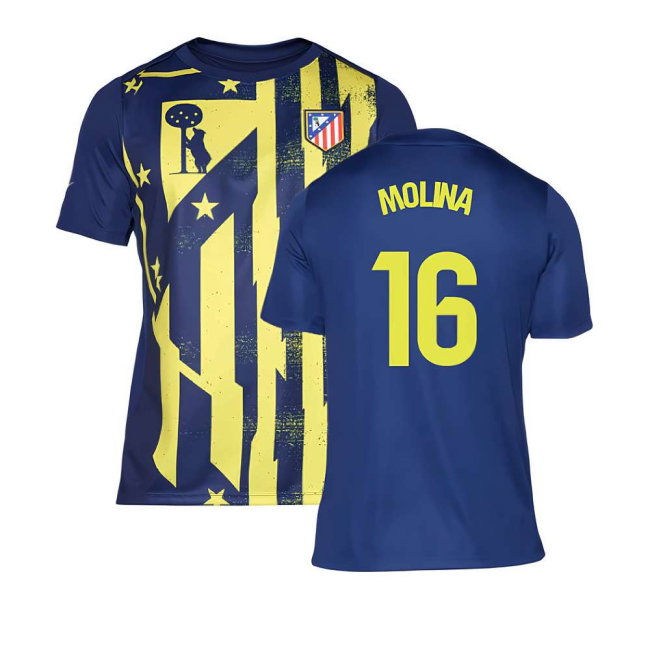 2025-2026 Atletico Madrid Pre-Match Shirt (Blue-Yellow) (Molina 16)-SoccerKits Hub | Buy Soccer Jerseys Online